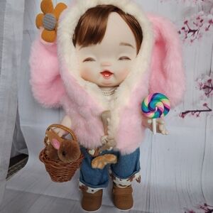 Custom Monst Like baby girl doll Fluffy Bunny Hoodie 🐇🐰